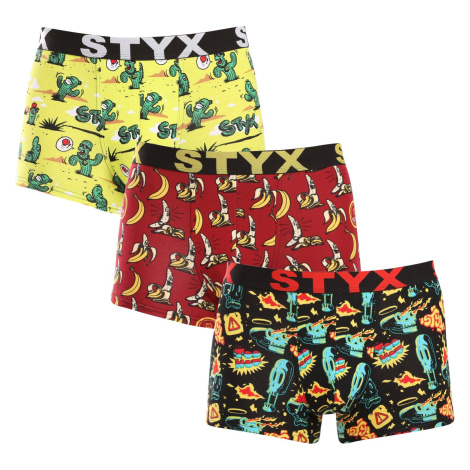 3PACK pánské boxerky Styx art sportovní guma vícebarevné (3G13198)