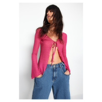 Trendyol Fuchsia Spanish Front Tie Seekers Knitted Blouse