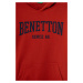 Dětská bavlněná mikina United Colors of Benetton červená barva, s kapucí, s potiskem