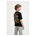 DEFACTO Boy's Oversize Fit Crew Neck Printed Short Sleeve T-Shirt