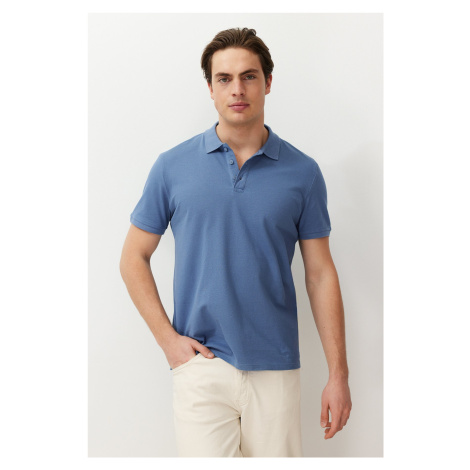 Trendyol Indigo Men's Regular/Normal Fit Textured Polo Neck T-Shirt