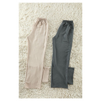 Trendyol Anthracite-Beige 2-Pack Woven Pajama Bottoms