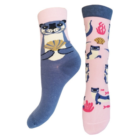 Dámské ponožky Aura.Via - NZP9080, růžová/ modrá/ lachtan Barva: Růžová