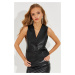 Cool & Sexy Women's Black Leather Vest