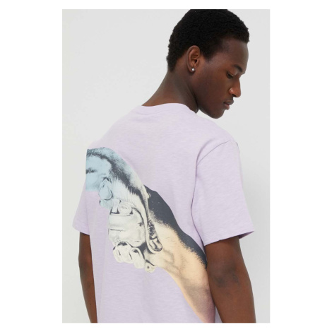 Bavlněné tričko Filling Pieces fialová barva, s potiskem, 74434051651