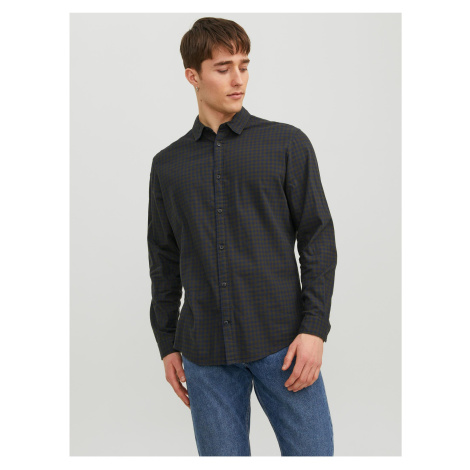 Tmavě zelená pánská kostkovaná košile Jack & Jones Gingham - Pánské