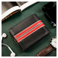 Pánská kožená peněženka Peterson PTN 304 MOTO1 černá / červená