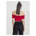 Ladies Cropped Cold Shoulder Smoke Top - fire red