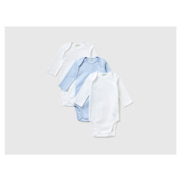 Benetton, Three Solid Color Bodysuits In Organic Cotton