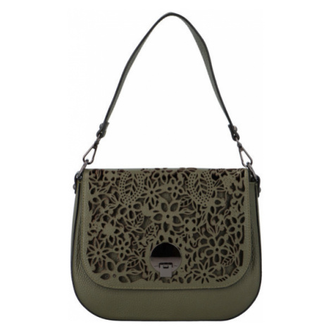 Luxusní dámská kožená kabelka Gladis, zelená Delami Vera Pelle