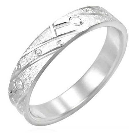 Ocelový prsten - matný s gravírovaným vzorem Šperky eshop