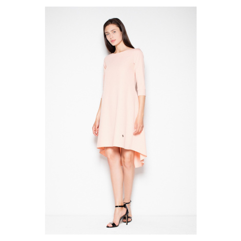 Šaty s asymetrickou sukní VT073 Pink Pudrová Venaton