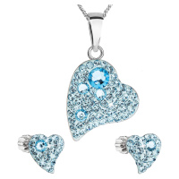 Evolution Group Sada šperků s krystaly Swarovski náušnice,řetízek a přívěsek modré srdce 39170.3
