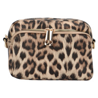 Trendová koženková dámská crossbody Julo, leopard khaki/černá