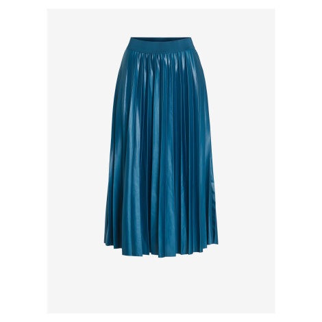 Modrá dámská saténová plisovaná midi sukně VILA Nitban