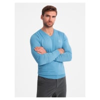 Ombre Elegant men's sweater with a v-neck - navy blue