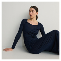 Reserved - Dvouvrstvé šaty z lyocellu - Modrá