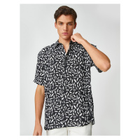 Koton Short Sleeve Shirt with Minimal Abstract Print, Classic Collar
