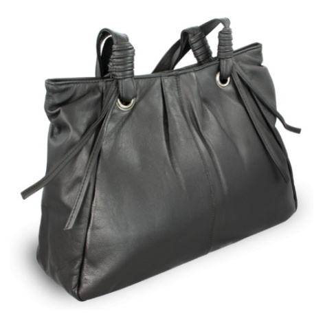 Dámská kožená zipová kabelka - česká výroba; černá