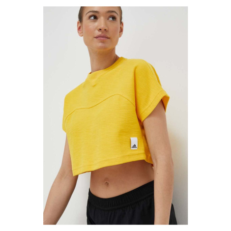 Bavlněné tričko adidas žlutá barva