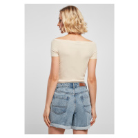 Dámské tričko // Urban classics Ladies Off Shoulder Rib Tee softseagrass