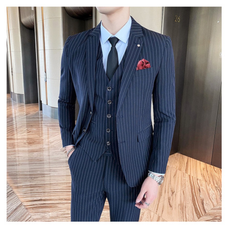 Luxusní pánský oblek pruhovaný, sako, vesta a kalhoty JFC FASHION
