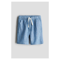 H & M - Natahovací šortky z lněné směsi - modrá