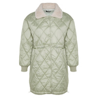 Trendyol Curve Mint Quilted Collar Plush Coat