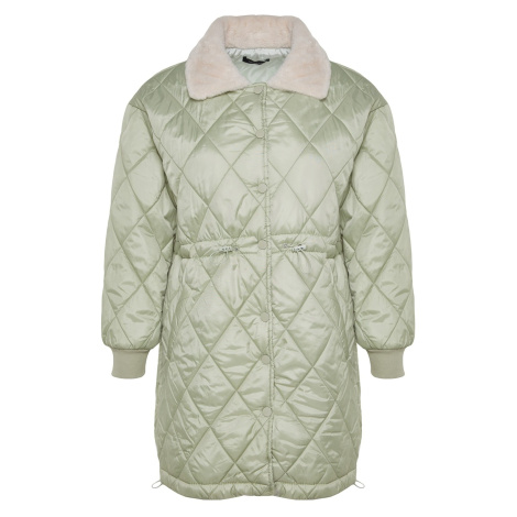 Trendyol Curve Mint Quilted Collar Plush Coat