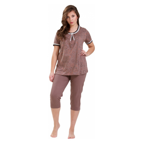 Dámské pyžamo Ula s vzorem kruhů a capri kalhotami M-Max