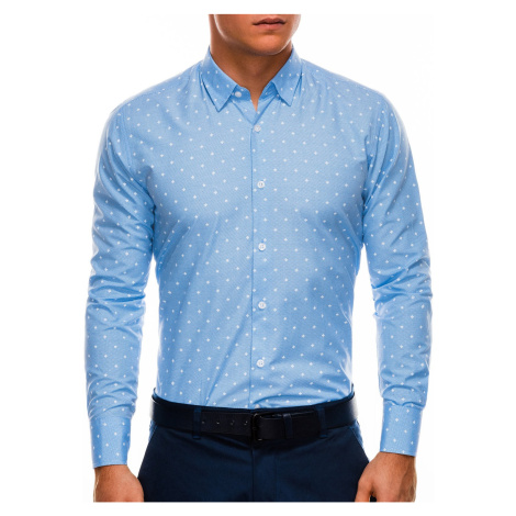 Ombre Clothing Pánská elegantní košile s dlouhým rukávem Precision světle modrá K463