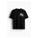 H & M - Tričko's potiskem Loose Fit - černá
