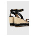 Kožené sandály Lauren Ralph Lauren 802884124001 dámské, černá barva, na klínku
