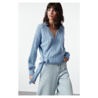 Trendyol Blue Soft Texture Openwork/Hole Detailed Knitwear Sweater