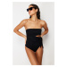 Trendyol Black Strapless Cut Out/Window Regular Swimsuit