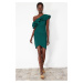 Trendyol Emerald Green Single Sleeve Ruffled Elegant Evening Dress