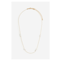 H & M - Pozlacený perlový náhrdelník - bílá