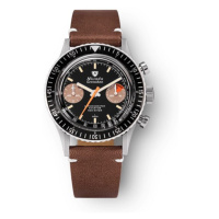 Nivada Grenchen Chronomaster Orange Boy Manual - Brown leather White Stitching