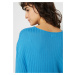 BONPRIX žebrované triko Barva: Modrá, Mezinárodní
