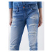 Modré dámské zkrácené slim fit džíny s potrhaným efektem Salsa Jeans
