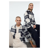 Trendyol Ecru Oversize Fit Winter Checkered Lumberjack Shirt Jacket