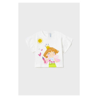 Bavlněné dětské tričko Mayoral bílá barva