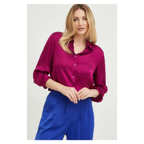 Košile s hedvábím Answear Lab dámská, růžová barva, relaxed, s klasickým límcem