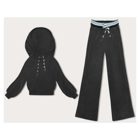 Žebrovaný dámský komplet v grafitové barvě (AMG-341A)