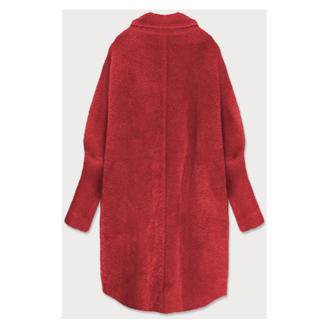 Dlouhý červený vlněný přehoz přes oblečení typu "Alpaka" (7108) Made in Italy