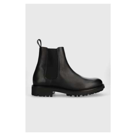 Kožené boty Calvin Klein CHELSEA BOOT pánské, černá barva, HM0HM01229