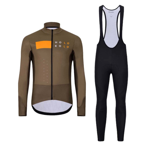 HOLOKOLO Cyklistická zimní bunda a kalhoty - ELEMENT - černá/hnědá