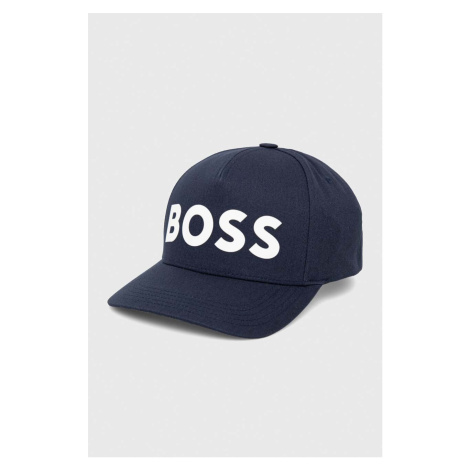 Bavlněná baseballová čepice BOSS tmavomodrá barva Hugo Boss