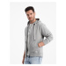 Men's BASIC unbuttoned hooded sweatshirt - grey V8 OM-SSBZ-0178