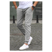 Madmext Plain Gray Sweatpants with Cuffs 2080